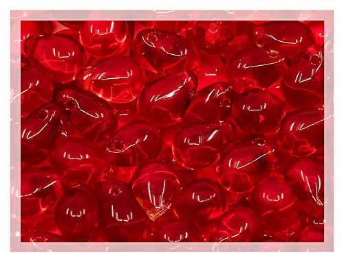 Czech 50-Piece Glass Beads, 6x9mm, Teardrop Siam Red - color: Siam Red