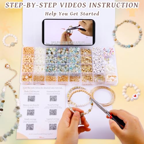 Wurosi 1927 PCS Jewelry Making Supplies Kit, Charm Bracelet Making Kit for Adults, Natural Stone Beads for Irregular Natural Stone, DIY Bracelet/Necklace/Earring/Rings - color: 1927 PCS Jewelry Making Supplies Kit