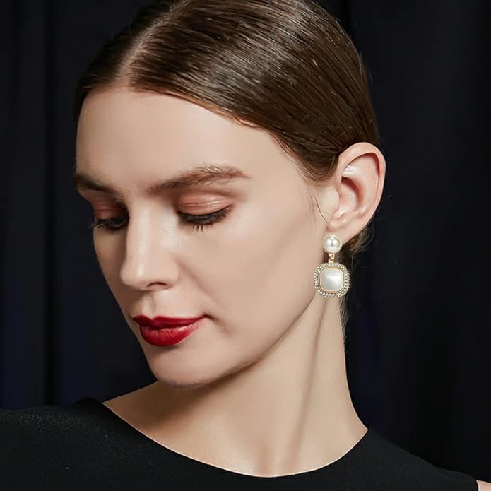 Pearl Clip on Earrings for Women Drop Clip Earrings for Women Gold Plated White Imitation Pearl Earrings Fashion