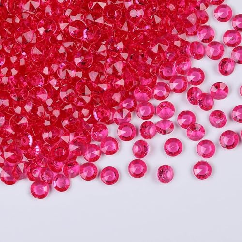 1000pcs/ Pack Wedding Table Acrylic Diamond Scatter Crystals Confetti Acrylic Gems Vase Fillers Rhinestones for Wedding, Bridal Shower, Vase Beads Decorations (10mm, Rose Red) - color: Rose Red, size: 10mm