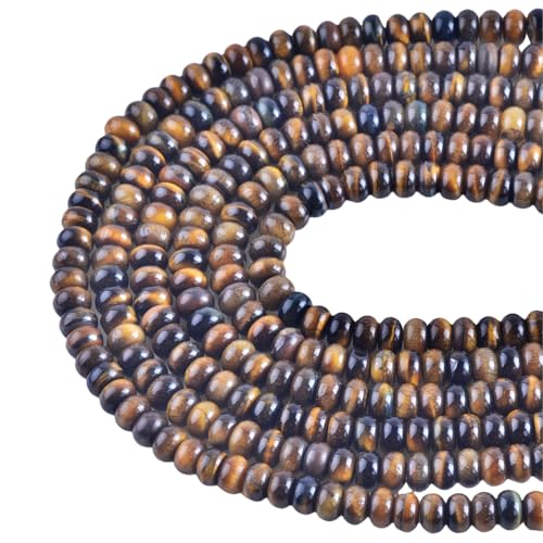 Rondelle Beads for Jewelry Making 5x8mm Natural Stone Beads 1 Strand 15.5inch Lentil Spacer Beads Rondelle Gemstone Bead Semi-Precious Stone Bead for Bracelet Necklace Crafts Tiger Eye - color: Tiger Eye Beads