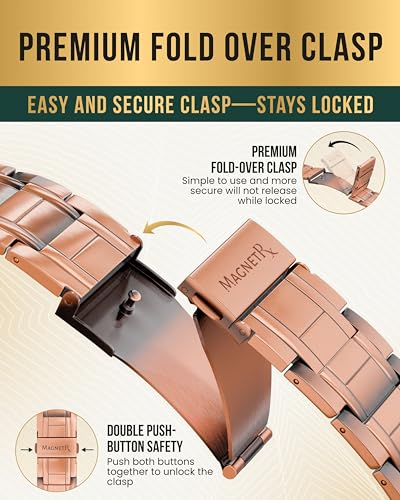 MagnetRX® 3X Strength Copper Bracelet – 99.9% Pure Copper Bracelets for Men with Magnets – Premium Fold–Over Clasp and Adjustable Length with Included Sizing Tool (Stealth) - color: 3X Stealth