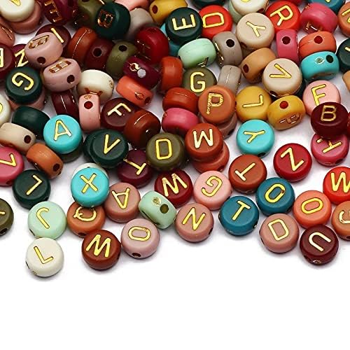 ToBeIT 1000pcs Color Gold Letter Beads Acrylic Alphabet Letters Bead 4x7mm Round Letter Beads for Jewelry Making, Bracelets, Necklaces, Key Chains(Gold) - color: bg color-gold