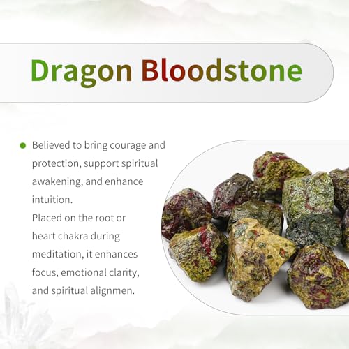 TUMBEELLUWA Natural Gemstone Beads for Jewelry Making, Rondelle Large Hole Loose Beads Pack of 15, Dragon Blood Stone(8x14 mm) - color: Green & Red