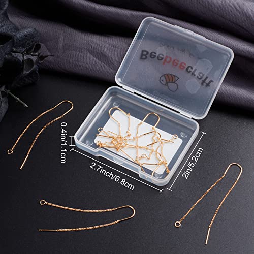 Beebeecraft 10Pcs/Box Ear Threads 103mm 18K Gold Plated Long String Earring Threader Pull Through Threaded Long Chain with Loop for DIY Earring Making - color: Golden, size: 103mm