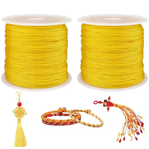 Golden Yellow Nylon Beading Cord,100 Yards 0.8mm Nylon String Cord Macrame Thread for for Jewelry Making,Friendship Bracelets, Necklace, Beading - color: Golden Yellow