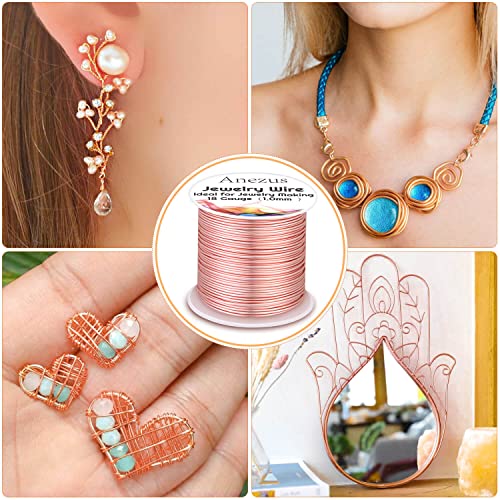 18 Gauge Jewelry Wire for Jewelry Making, Anezus Rose Gold Craft Wire Tarnish Resistant Copper Beading Wire for Jewelry Making Supplies and Crafting (Rose Gold) - color: Rose Gold