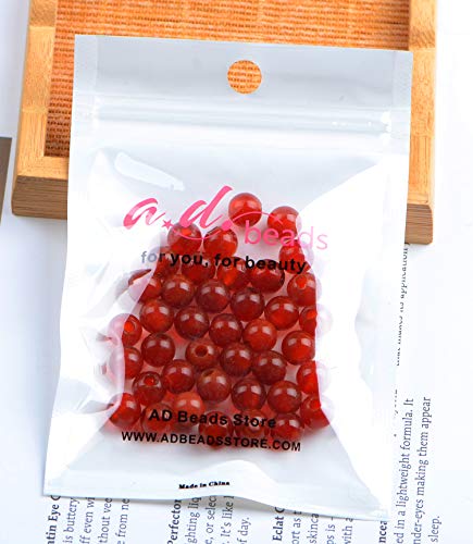 AD Beads Natural Gemstone 8mm Round Loose Beads Big Hole 2.5mm Sized 40pcs (Carnelian) - color: Carnelian