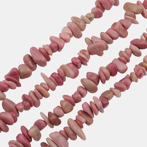 400pcs Natural Chip Stone Beads for Jewelry Making Rhodochrosite 5-8mm Irregular Gemstones Healing Crystal Loose Rocks Bead Hole Drilled for Ring Earrings Necklace Bracelet Making DIY Art Crafts - color: Rhodochrosite(2 Strands-62")