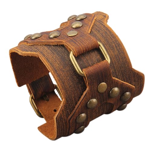 GelConnie Leather Cuff Bracelet Punk Braided Bracelets Rock Leather Wristbands Faux Mens Leather Bracelet Gothic Viking Bangle Adjustable Wrap Bracelet for Women,Men - color: Large Leather Bracelet