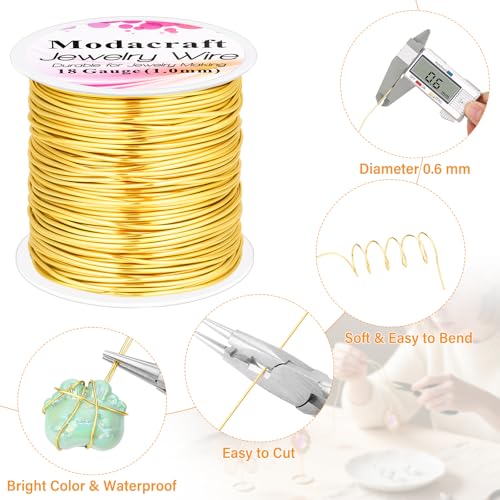ModaCraft 22 Gauge Tarnish Proof Jewelry Wire Gold (164ft/50m) + 4-in-1 Professional Jewelry Pliers Set | Fade-Resistant Copper Craft Wire for Beading DIY Jewelry Making Supplies Kit - color: Gold, size: 22 Gauge