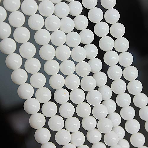 MJDCB 7A Natural Deep Sea White Shells Round Stone Beads for Jewelry Making DIY Bracelet Necklace (10mm) - color: Deep Sea White Shells, size: 10mm