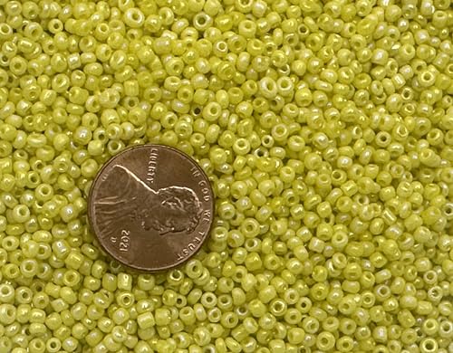 Seed Beads Size:11/0 50 gr / 1.76 oz (Yellow Opaque Iridescent) - color: Yellow Opaque Iridescent