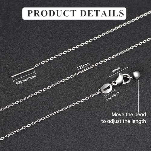 GTVOODX 10pcs Silver Adjustable Necklace Chain Stainless Steel Link Cable Chain Bulk with Needle Threader Lobster Clasps for Jewelry Making - color: Silver Cable
