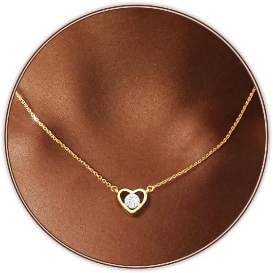 Cute Heart Necklace for Women Gold/Silver Plated Heart Pendant Choker Necklaces Tendy Love Heart Chain Necklace Dainty Gold/Silver Necklace Jewelry Gifts for Women