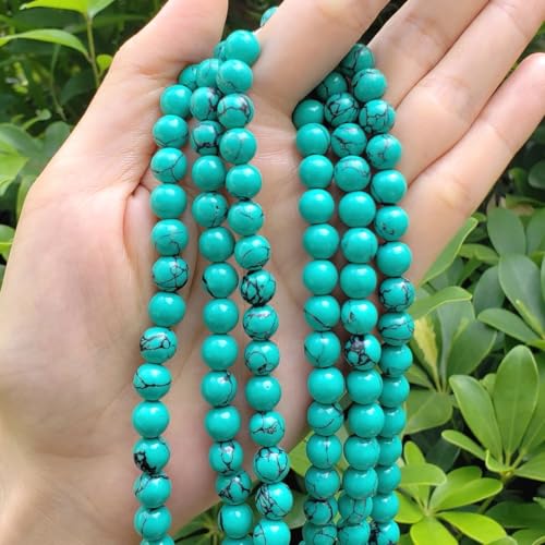 90pcs Adabele Natural Green Turquoise Howlite Healing Gemstone 4mm (0.16 Inch) Small Round Beads Gem Stone Spacer for DIY Craft Jewelry Making GS19-4 - color: Green Howlite (Imitated Turquoise), size: 4mm (90pcs/1 Strand)