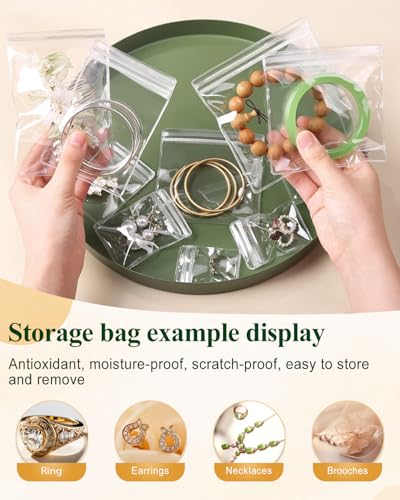 100Pcs Anti Tarnish Jewelry Bags Clear Pvc Jewelry Storage Pouches with Zipper Plastic Packing for Earrings (Rings Bracelet Earrings Oxidizing Set) - color: 100Pcs Rings Bracelet Earrings Oxidizing Set