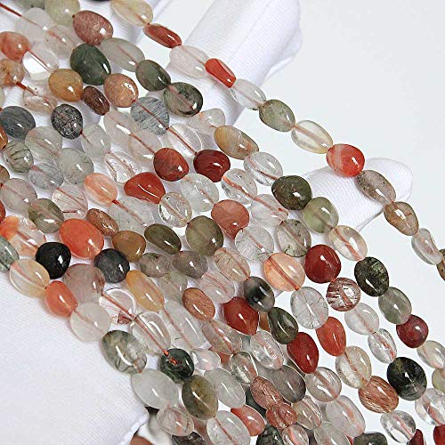 MJDCB Natural Irregular Shape Stone Beads 6-8mm Colour Quartzrutilated Gemstone Energy Cured for Jewelry Making Necklaces - color: Colour Quartzrutilated
