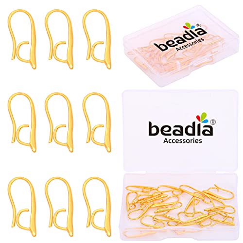 BEADIA 18K Gold Plated Earring Hooks 9x20mm 20pcs for Jewelry Making Findings - size: Hooks 9x20mm