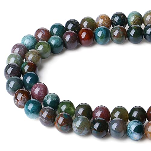 LAIDANLA Indian Agate 6mm Natural Stone Beads Round Loose Gemstone Stone Beads for DIY Bracelet Necklace Earrings Jewelry Making Polishing Genuine Real Beading Crystal 96PCS 2 Strand 32" - color: B-Indian Agate, size: 6mm