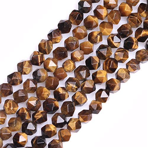 GEM-Inside Natural 6mm Yellow Tiger Eyes Gemstone Loose Beads Faceted Cambay Crystal Energy Stone Power for Jewelry Making 15" - color: Yellow Tiger Eye, size: 6mm