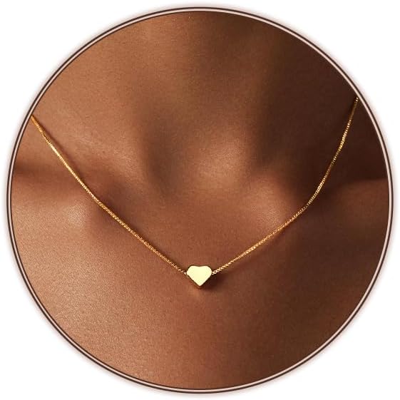 Cute Heart Necklace for Women Gold/Silver Plated Heart Pendant Choker Necklaces Tendy Love Heart Chain Necklace Dainty Gold/Silver Necklace Jewelry Gifts for Women
