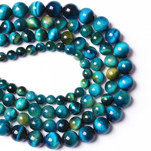 10mm 36PCS Peacock Blue Tiger Eye Stone Beads Natural Crystal Spacer Loose Beads for Jewelry Making DIY Bracelet Semi Precious 1 Strand 15 inches - color: Blue Tiger Eye, size: 10mm