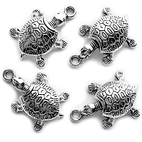 Heather's cf Silver Sea Charms – Antique Pendants, Non-Tarnish, Lead-Free & Nickel-Free, Bulk Ocean Animal Charms for DIY Jewelry, Bracelets, Necklaces, Earrings, Beach Craft Supplies (Sea Animals) - color: Turtle-50pcs