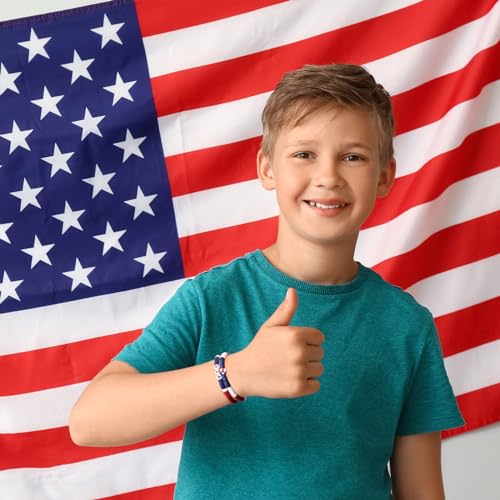 Red White and Blue Clay Beads, Clay Beads for Bracelet Making, Funtopia 5000 Pcs Heishi Flat Round Bead, Friendship Bracelet Kit with Letter Sports Bead, Birthday DIY Craft for Boys Adults - color: 10.Red white and blue
