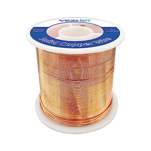 99.9% Solid Bare Copper Wire(20 Gauge, 330Ft), Dead Soft, 1 Pound Spool Pure Copper Wire for Crafts, Electroculture Gardening, Jewelry Making - size: 20GA