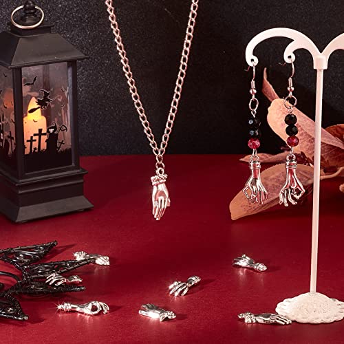 SUNNYCLUE 1 Box 40Pcs 2 Styles Antique Silver Hand Pendant Mini Alloy OK Gesture Vintage Charms Bulk Tibetan Style Fingers Lucky Pendants for Jewelry Making Charms Bracelets Findings