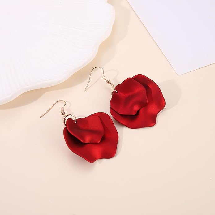 Flower Petal Necklace Earrings Set Layered Statement Beaded Jewelry Set for Women Summer Necklace Earrings