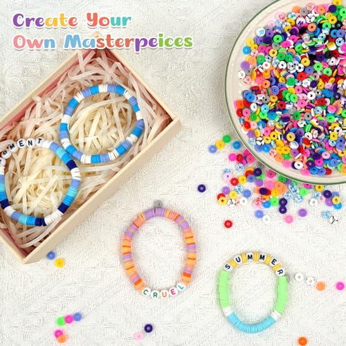 Clay Beads for Bracelets Making Flat Round Polymer Beads for DIY Jewelry Making（200Pcs，Red）