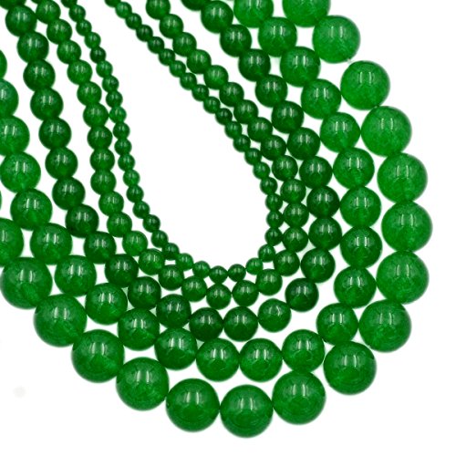AD Beads Natural Gemstone Round Loose Beads 15" for Bracelet Necklace Earrings Jwelery Making Crafts DIY (4mm, Green Jade) - color: Green Jade, size: 4mm