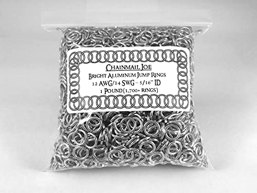1 Pound Bright Aluminum Chainmail Jump Rings 14G 5/16" ID (1700+ Rings) - size: 14SWG 5/16" ID