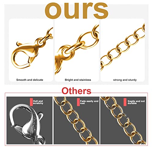 Necklace Extenders, 10Pcs Stainless Steel Gold Necklace Bracelet Anklet Extension Chains with Lobster Clasps and Closures for Jewelry Making - color: Gold