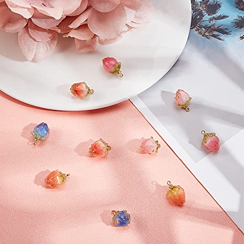 SUNNYCLUE 1 Box 10Pcs 5 Styles Dried Flower Charms Transparent Clear Epoxy Resin Pendants with Brass Hole 1.2mm Glass Micro Beads for DIY Earrings Bracelet Necklace Jewelry Accessories Gift Supplies