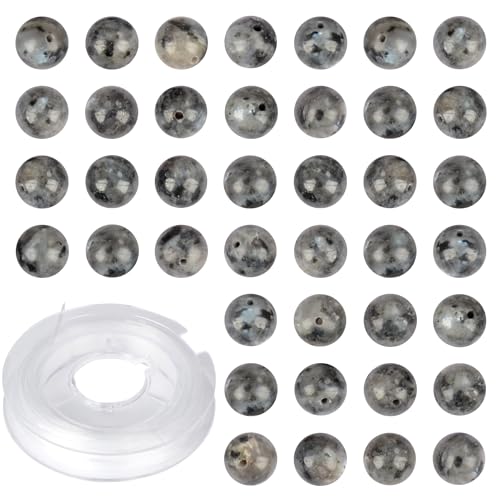 4mm 200pcs Natural Stone Round Beads Black Larvikite Genuine Stone Beading Loose Gemstone DIY Charm Smooth Beads for Bracelets Necklaces Earrings Hole Size 1mm (Black Larvikite 4mm) - color: Black Larvikite, size: 4mm