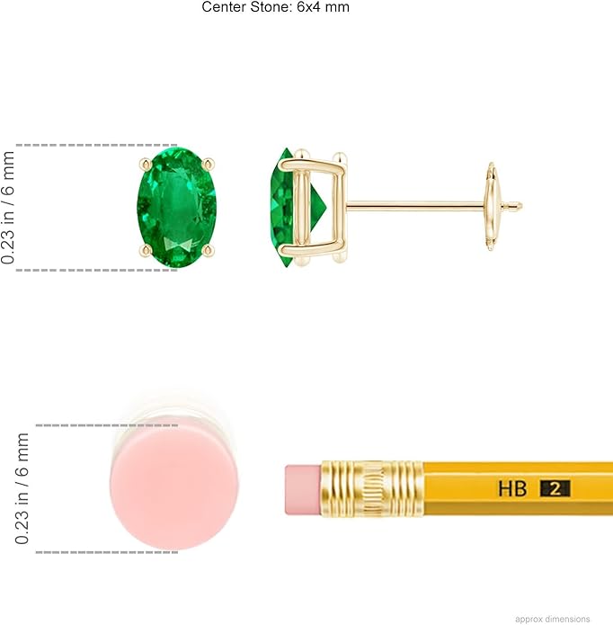 ANGARA Natural Emerald Earrings for Women | Oval Shape Emerald Classic Earrings in 14K Solid Gold/Platinum | May Birthday, Anniversary, Gemstone Jewellery Gift