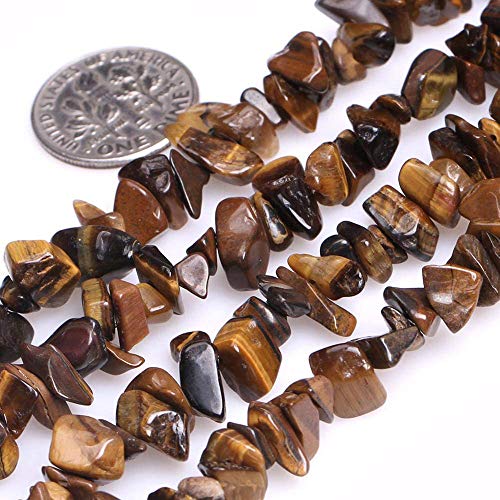 Genuine Tiger Eye Chip Beads 5-8mm Irregular Shaped Tumbled Chips Stone Crystal Loose Bead for Jewelry Making 1 Strand 32" - color: Tiger Eye