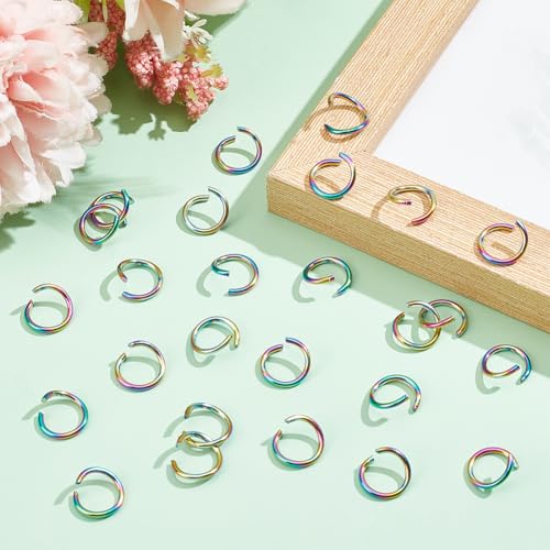 30Pcs Rainbow Color Jump Rings 10mm Stainless Steel Open Jump Rings Metal Rings for DIY Bracelet Necklaces Earrings Jewelry Making Findings - color: Rainbow Color