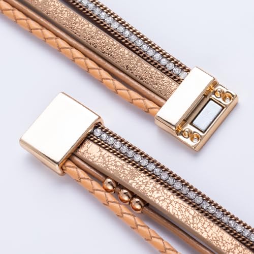 FANCY SHINY Mothers Day Gifts Boho Leather Wrap Bracelet Stackable Infinity Chunky Cuff Bracelets Western Hippie Outfits Jewelry Valentine Gifts for Women - color: Brown