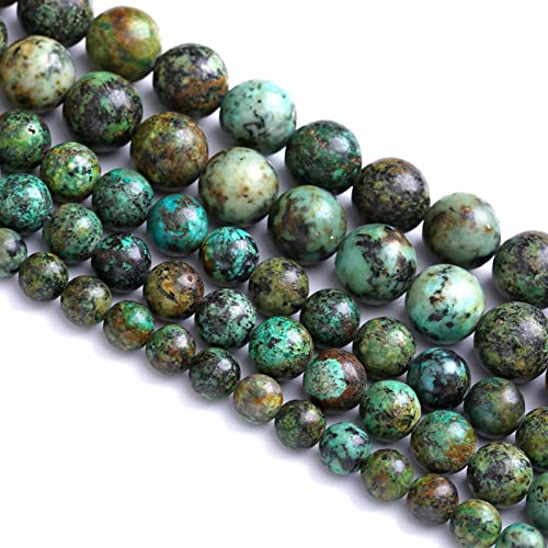 10MM 36PCS Natural Stone Green African Turquoise Spacer Loose Beads for Jewelry Making DIY Bracelet Necklace - color: African Turquoise, size: 10mm
