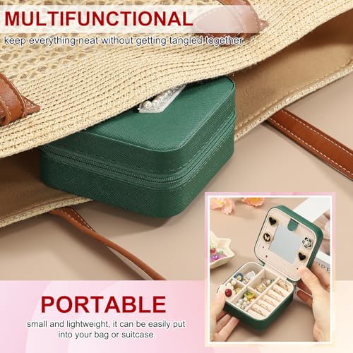 PATIKIL Travel Jewelry Case, L Initial Small Travel Jewelry Box Organizer Rings Earrings Storage Case Personalized Gifts for Women Girls Birthday Christmas Bridesmaid Gifts, Dark Green - style: L