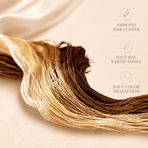 Natural 100% Silk Thread, Handmade Embroidery Thread Silk Floss 9 Colors 110m Each (62) - color: 62