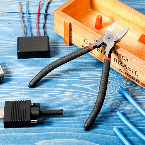 Honoson 5 Pcs Zip Ties Cutters Electrical Wire Cutter Precision Side Heavy Duty Flush Pliers with Longer Flush Edge Spring loaded for Crafting Cables Wires Zip Ties (5 Inch)
