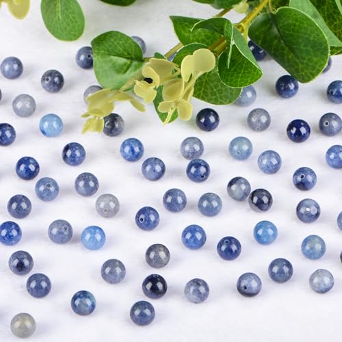 4mm 200pcs Natural Stone Round Beads Blue Aventurine Genuine Stone Beading Loose Gemstone DIY Charm Smooth Beads for Bracelets Necklaces Earrings Hole Size 1mm (Blue Aventurine 4mm) - color: Blue Aventurine, size: 4mm