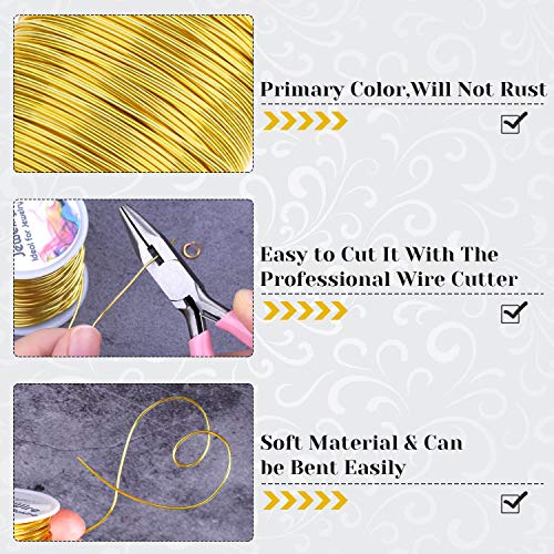 Jewelry Wire for Jewelry Making, Anezus Craft Wire Tarnish Resistant Copper Beading Wire for Jewelry Making Supplies and Crafting (Gold, 18 Gauge) - color: Gold
