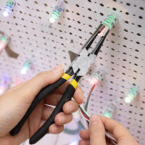 LED Pixel Plier, Insulated Gripping Pusher Clamp Tool, Specialty Plier Forceps for Perforated Word Row Hole, Piercing String, Cloth Lamp Light Bulb, Advertising Production Line Lights