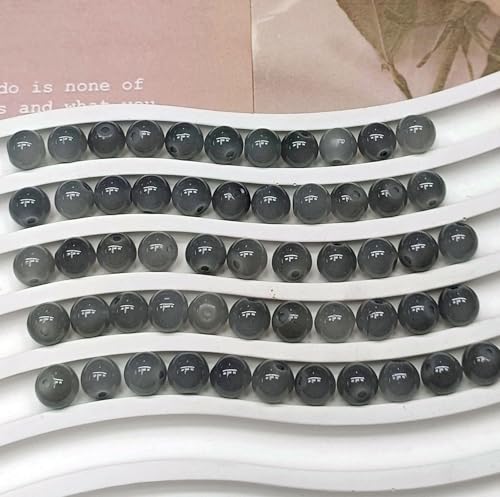 200PCS Glass Beads 8mm Glass Beads for Bracelets Necklaces Jewelry Making DIY Crafts (Dark Grey) - color: 4Dark Grey